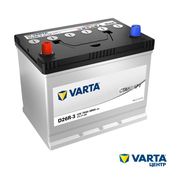 Аккумулятор 6СТ-75.1 Стандарт D26R-3 (Varta) Asia бортик