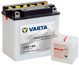 Аккумулятор. 6СТ-7.1 Powersports Freshpack 12N7-4A (Varta)